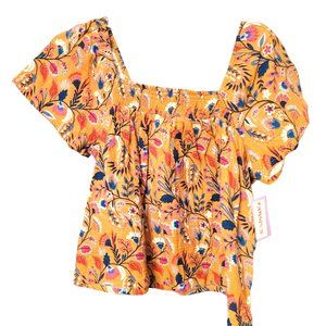 Joyspun Yellow Floral Top 100% Cotton Shirt Lounge Summer Woman's XL JH1733